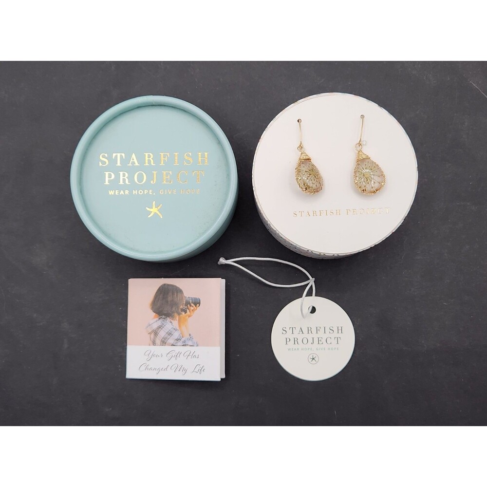 The Starfish Project Wear Hope Give Hope 14K Gold Stainless Steel Earrings NIB